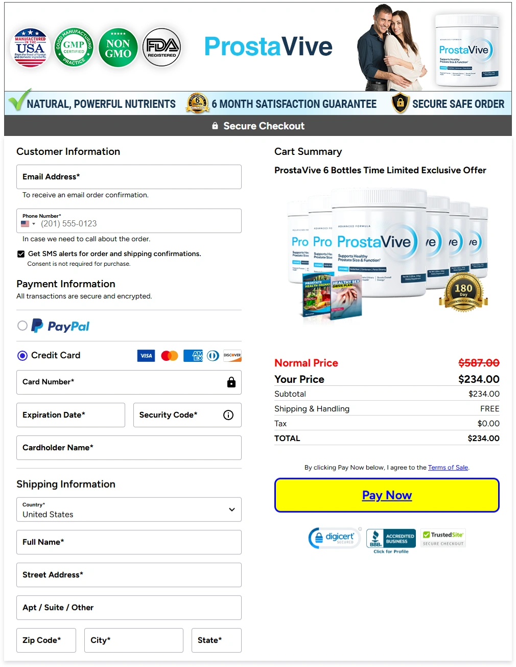 ProstaVive order page